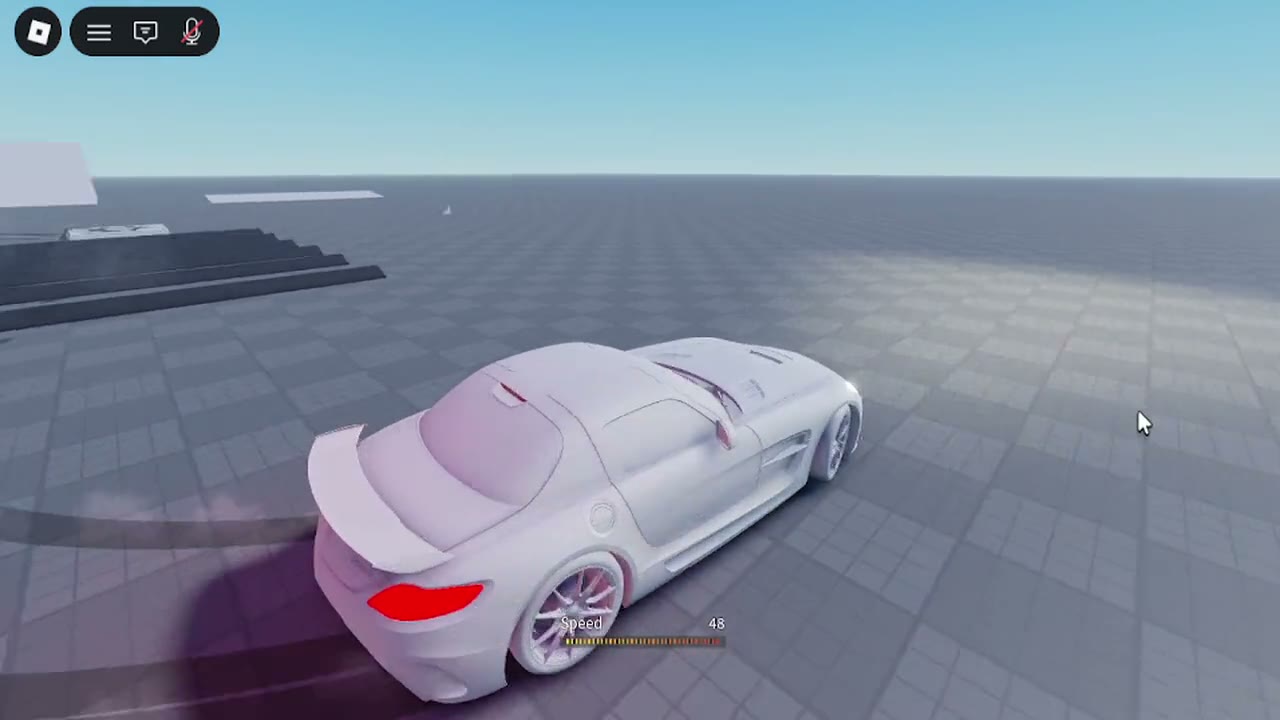 Still frame from the A car with no constraints in it: every wheel is a raycast and a force demo video