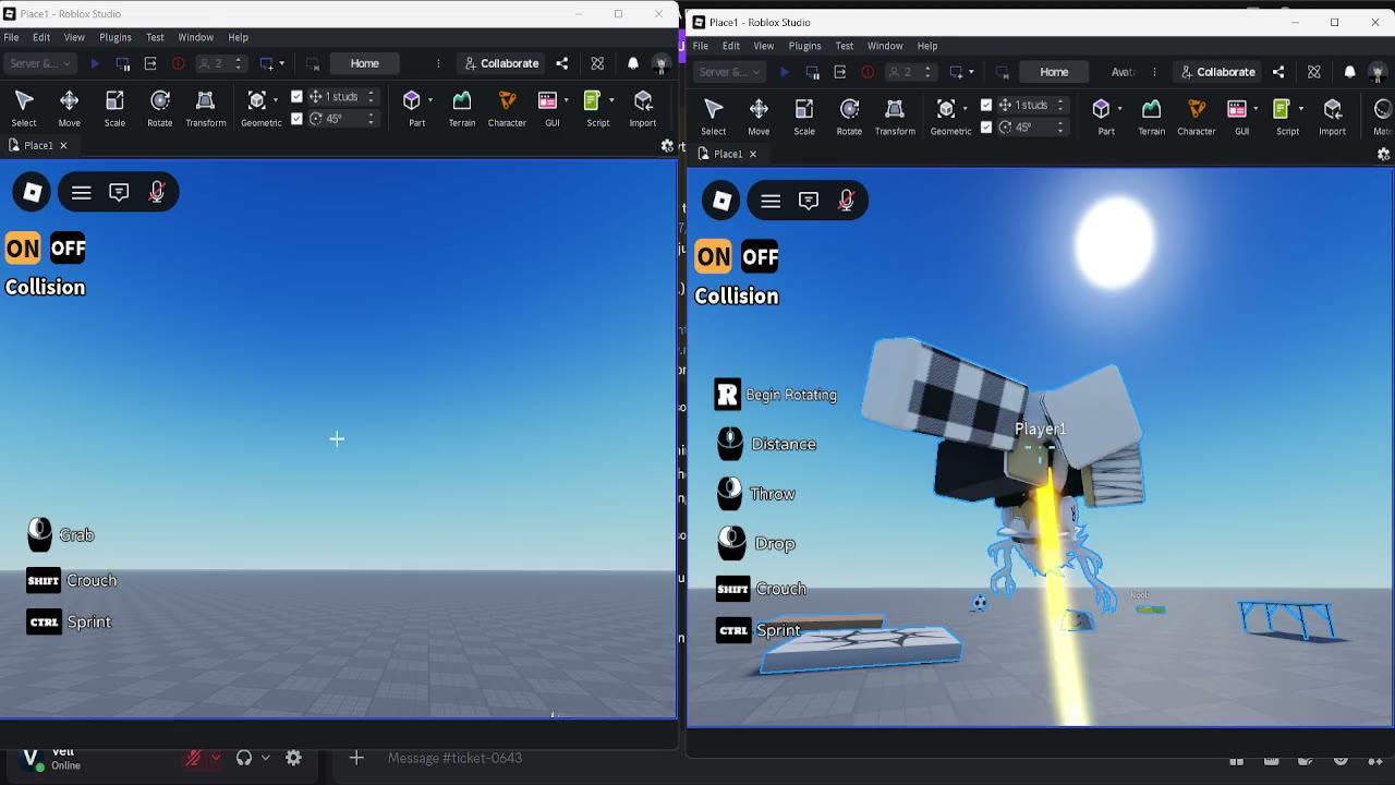 Still frame from the Flight, grabbing and ragdoll from one character controller demo video